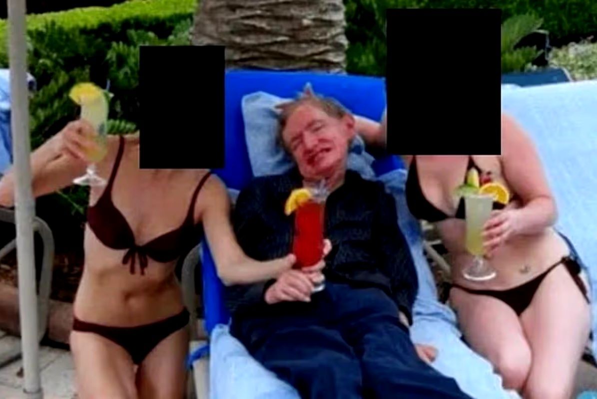Stephen Hawking Seen With Women in Bikinis in New Epstein Files Photo 1 Stephen Hawking Seen With Women in Bikinis in New Epstein Files Photo